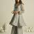 Elegant grey chiffon a-line kurta set with hand-embroidered bead and sequin detailing