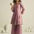Pink pure tissue hand-work round kurta set with sequin embellished neckline & palazzo