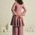 Pink pure tissue hand-work round kurta set with sequin embellished neckline & palazzo