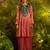 Premium fendi hand-work kurta plazoo dupatta set in elegant orange rust