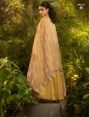 Luxury fendi anarkali gown with hand-embroidered black yoke and dupatta set 4