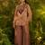 Premium brown fendi kurta set with heavy maroon hand-embroidered velvet yoke