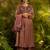 Premium purple shade fendi hand-work kurta plazoo dupatta festive set