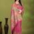 Premium light pink row pashmina silk blend party wear saree with blouse