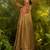 Olive green handworked designer gown with heavy embroidery