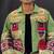 Navratri green pure denim jacket with kutchi mirror work
