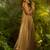 Olive green handworked designer gown with heavy embroidery