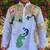Navratri blue cotton kurta with hand-painted peacock mirror work