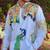 Navratri blue cotton kurta with hand-painted peacock mirror work