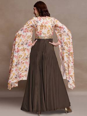Women   s floral printed cape sleeve jumpsuit with wide leg palazzo fit 4