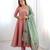 Peach pure tissue anarkali suit with handwork and printed organza dupatta