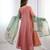 Peach pure tissue anarkali suit with handwork and printed organza dupatta
