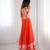 Elegant orange floral organza gown with handwork and matching dupatta