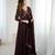 Elegant brown georgette embroidered gown with dupatta for festive and party wear