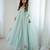 Floral embroidered aqua blue georgette pleated gown with dupatta for festive wear