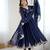 Navy blue georgette anarkali suit set with zari & sequins embroidery
