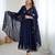 Navy blue georgette anarkali suit set with zari & sequins embroidery
