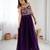 Wine floral embroidered georgette anarkali gown with flared pleated silhouette