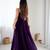 Wine floral embroidered georgette anarkali gown with flared pleated silhouette