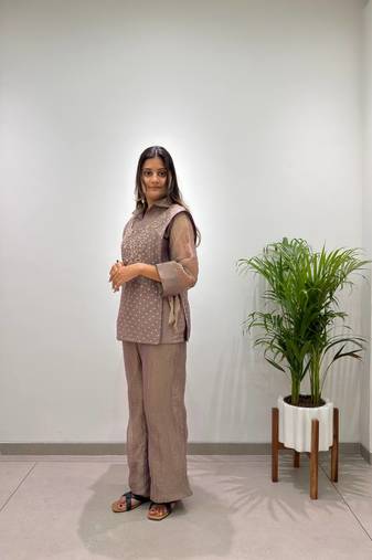 violet color hand work silk blend salwar suit 