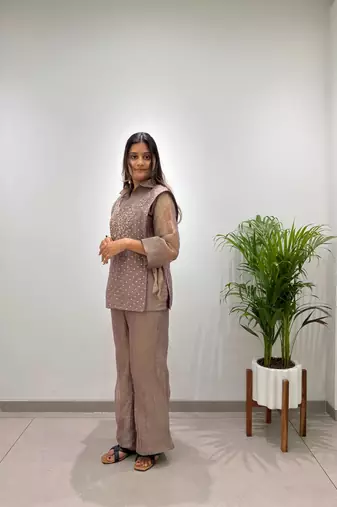 violet color hand work silk blend salwar suit 