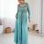 Blue embroidered georgette palazzo set with floral jacket and handwork details