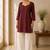 Maroon cotton plain casual kurta set for women