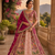 rani pink color Print Embroidered Dori and Zari work Mirror Sequins work Satin lehenga choli set