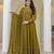 Olive green embroidered anarkali gown with soft net dupatta