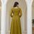 Olive green embroidered anarkali gown with soft net dupatta