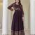 Brown embroidered anarkali gown with floral dupatta