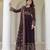 Brown embroidered anarkali gown with floral dupatta