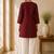 Maroon cotton plain casual kurta set for women