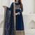 Navy blue embroidered anarkali gown with designer dupatta