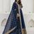 Navy blue embroidered anarkali gown with designer dupatta