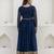 Navy blue embroidered anarkali gown with designer dupatta