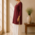 Maroon cotton plain casual kurta set for women