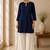 Blue cotton plain casual kurta set for women