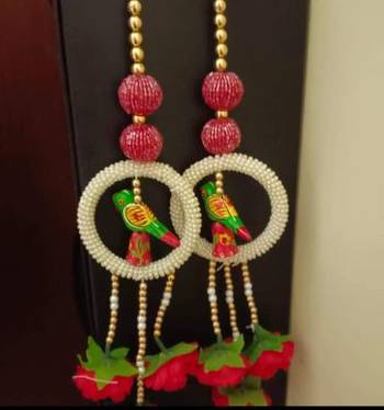  handmade parrot beads door hanging decorative with lotus tassels for home entrance decoration (pack of 2) 1