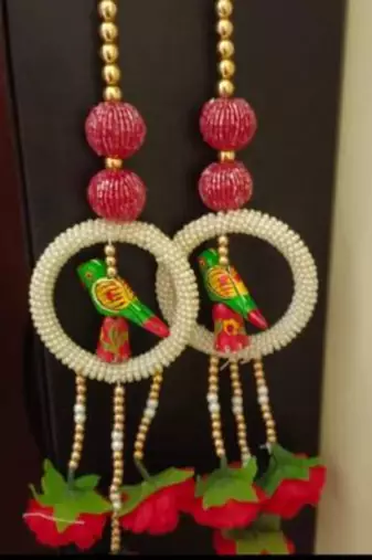  handmade parrot beads door hanging decorative with lotus tassels for home entrance decoration (pack of 2)