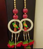  handmade parrot beads door hanging decorative with lotus tassels for home entrance decoration (pack of 2)