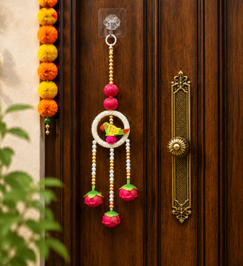  handmade parrot beads door hanging decorative with lotus tassels for home entrance decoration (pack of 2) 3