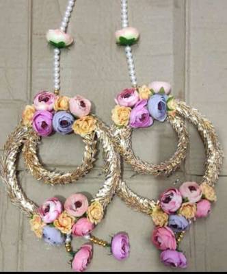 peony flower & gota chudi beads hanging, for diwali decoration home decor (pack of 2) 1