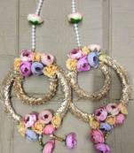 peony flower & gota chudi beads hanging, for diwali decoration home decor (pack of 2)