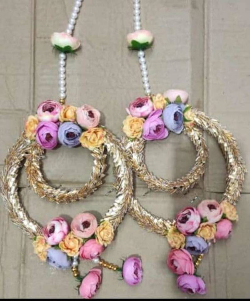 peony flower & gota chudi beads hanging, for diwali decoration home decor (pack of 2)