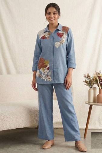 sky blue color sequnce and embroidery work cotton salwar suit