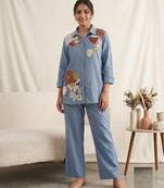 sky blue color sequnce and embroidery work cotton salwar suit