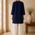 Blue cotton plain casual kurta set for women