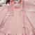 peach color embroidery beads work silk blend kurti set