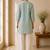 Blue cotton plain casual kurta set for women